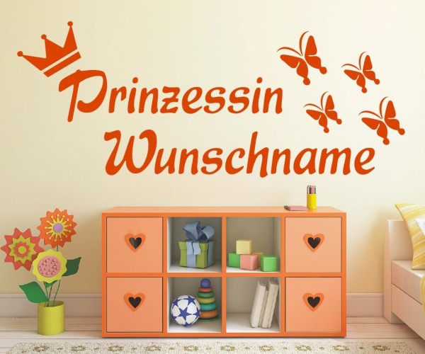 Wandtattoo - Prinzessin mit Wunschnamen für das Kinderzimmer | 52 | ✔Made in Germany  ✔Kostenloser Versand DE