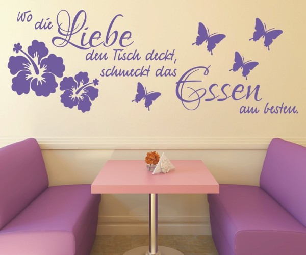 Wandtattoo Spruch | Wo die Liebe den Tisch deckt, schmeckt es am besten. | 9 | Schöne Wandsprüche für Küche und Esszimmer | ✔Made in Germany  ✔Kostenloser Versand DE