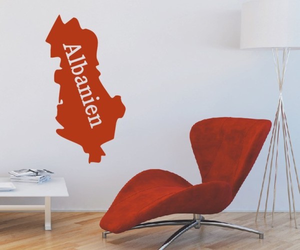 Wandtattoo Landkarte von Albanien | Mit Schriftzug Albanien als Silhouette | ✔Made in Germany  ✔Kostenloser Versand DE