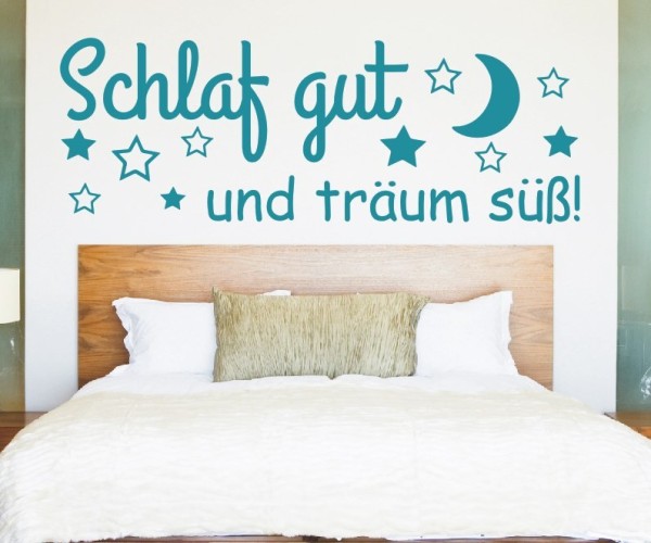 Wandtattoo Spruch | Schlaf gut und träume süß! | 2 | Schöne Wandsprüche für das Schlafzimmer oder das Kinderzimmer | ✔Made in Germany  ✔Kostenloser Versand DE