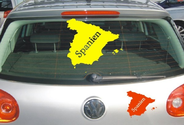 Aufkleber Landkarte Spanien | Mit Schriftzug Spanien als Silhouette | ✔Made in Germany  ✔Kostenloser Versand DE