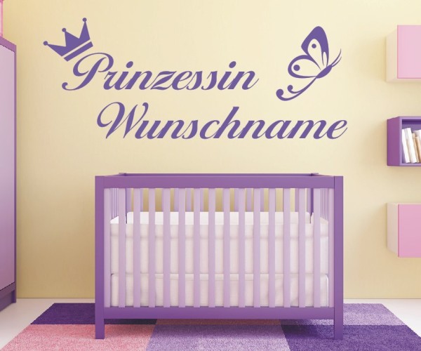Wandtattoo - Prinzessin mit Wunschnamen für das Kinderzimmer | 9 | ✔Made in Germany  ✔Kostenloser Versand DE