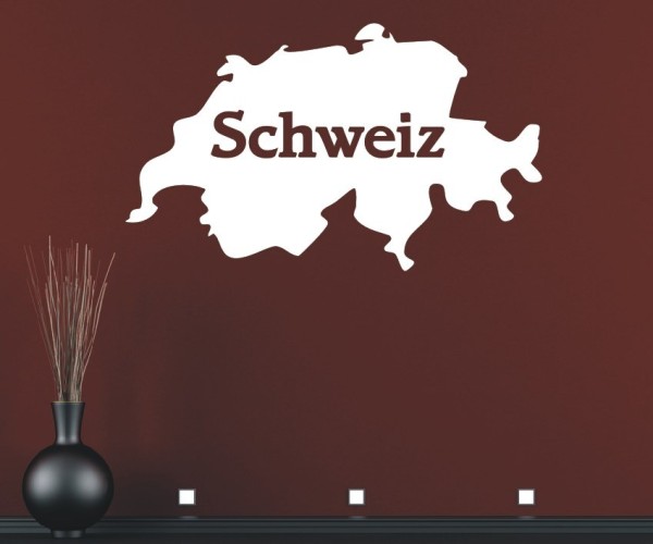 Wandtattoo Landkarte von der Schweiz | Mit Schriftzug Schweiz als Silhouette | ✔Made in Germany  ✔Kostenloser Versand DE