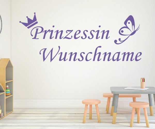 Wandtattoo - Prinzessin mit Wunschnamen für das Kinderzimmer | 29 | ✔Made in Germany  ✔Kostenloser Versand DE
