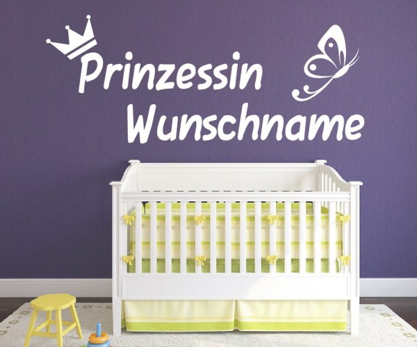Wandtattoo - Prinzessin mit Wunschnamen für das Kinderzimmer | 22 | ✔Made in Germany  ✔Kostenloser Versand DE