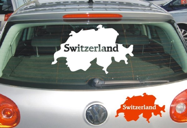 Aufkleber Landkarte Schweiz | Mit Schriftzug Schweiz als Silhouette | ✔Made in Germany  ✔Kostenloser Versand DE