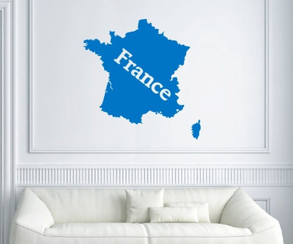 Wandtattoo Landkarte von Frankreich | Mit Schriftzug France als Silhouette | ✔Made in Germany  ✔Kostenloser Versand DE