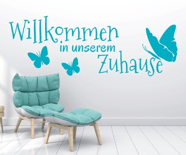 Wandtattoo Spruch | Willkommen in unserem Zuhause | 4 | Schöne Wandsprüche für den Flur | ✔Made in Germany  ✔Kostenloser Versand DE