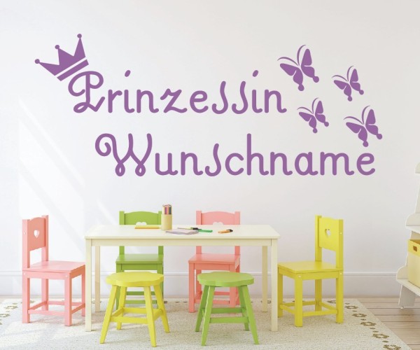 Wandtattoo - Prinzessin mit Wunschnamen für das Kinderzimmer | 63 | ✔Made in Germany  ✔Kostenloser Versand DE