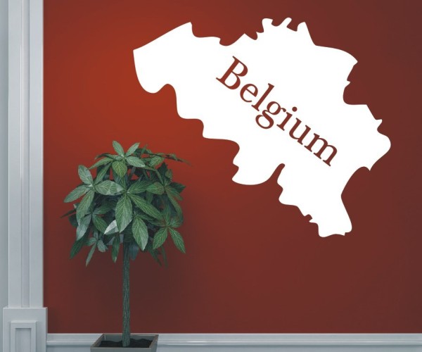 Wandtattoo Landkarte von Belgien | Mit Schriftzug Belgium als Silhouette | ✔Made in Germany  ✔Kostenloser Versand DE