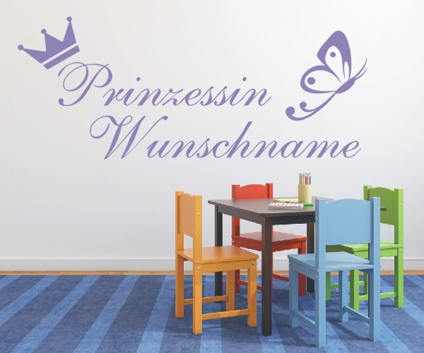 Wandtattoo - Prinzessin mit Wunschnamen für das Kinderzimmer | 7 | ✔Made in Germany  ✔Kostenloser Versand DE