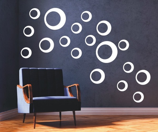 Wandtattoo | Mehrteilige Retro Sets mit dekorativen Kreisen / Dots | 18 Teile| Motiv 3 | ✔Made in Germany  ✔Kostenloser Versand DE