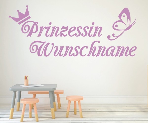Wandtattoo - Prinzessin mit Wunschnamen für das Kinderzimmer | 13 | ✔Made in Germany  ✔Kostenloser Versand DE
