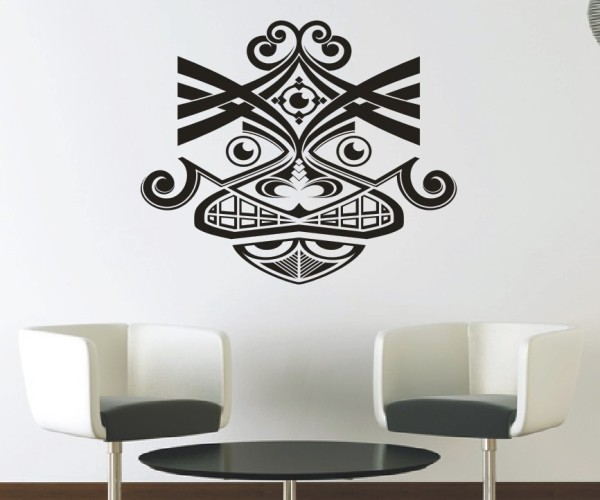 Wandtattoo Maori – Masken | Ein schönes Motiv mit kunstvollen Linien aus der Kultur von Neuseeland | 4 | ✔Made in Germany  ✔Kostenloser Versand DE