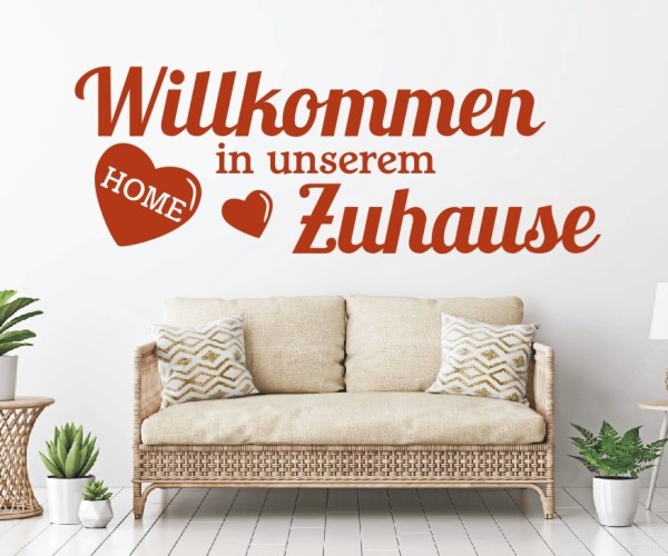 Wandtattoo Spruch | Willkommen in unserem Zuhause | 2 | Schöne Wandsprüche für den Flur | ✔Made in Germany  ✔Kostenloser Versand DE
