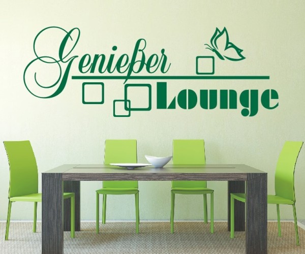 Wandtattoo Spruch | Genießer Lounge | 6 | Schöne Wandsprüche für Küche und Esszimmer | ✔Made in Germany  ✔Kostenloser Versand DE