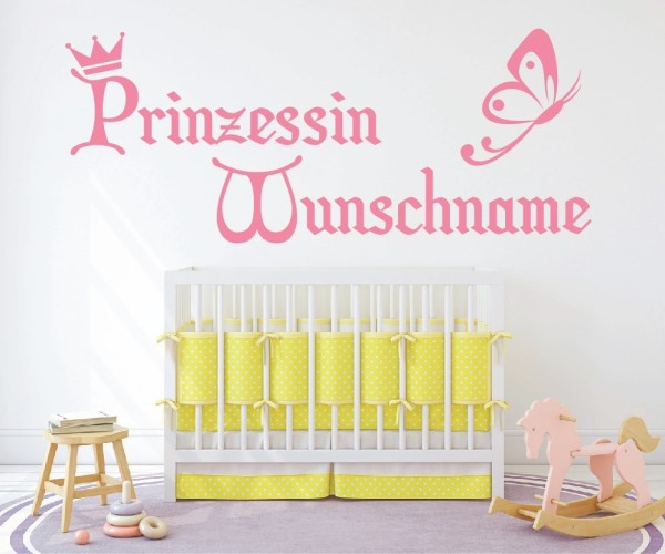 Wandtattoo - Prinzessin mit Wunschnamen für das Kinderzimmer | 14 | ✔Made in Germany  ✔Kostenloser Versand DE