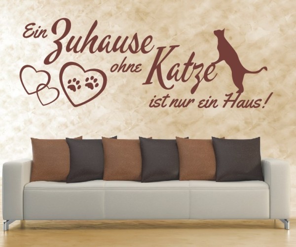 Wandtattoo Spruch | Ein Zuhause ohne Katze ist nur ein Haus! | 4 | Schöne Wandsprüche für den Flur | ✔Made in Germany  ✔Kostenloser Versand DE