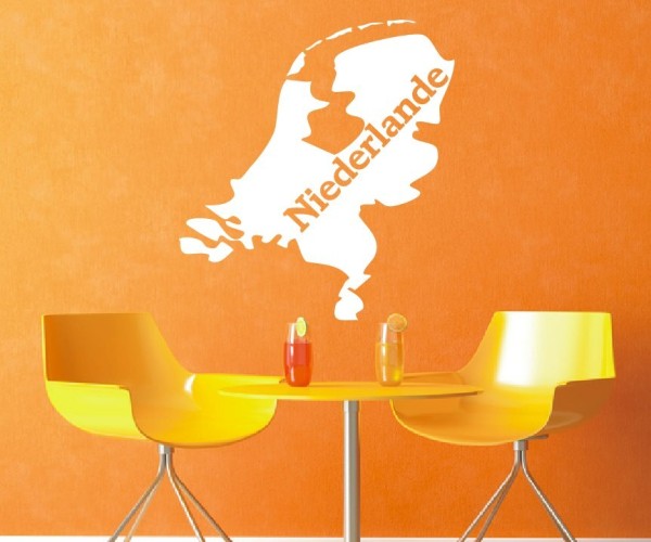 Wandtattoo Landkarte von der Niederlande | Mit Schriftzug Niederlande als Silhouette | ✔Made in Germany  ✔Kostenloser Versand DE