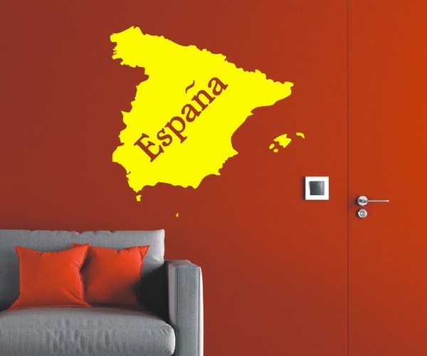 Wandtattoo Landkarte von Spanien | Mit Schriftzug Espana als Silhouette | ✔Made in Germany  ✔Kostenloser Versand DE
