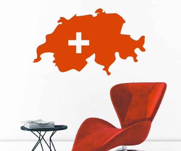 Wandtattoo Landkarte von der Schweiz | Ohne Schriftzug als Silhouette | ✔Made in Germany  ✔Kostenloser Versand DE