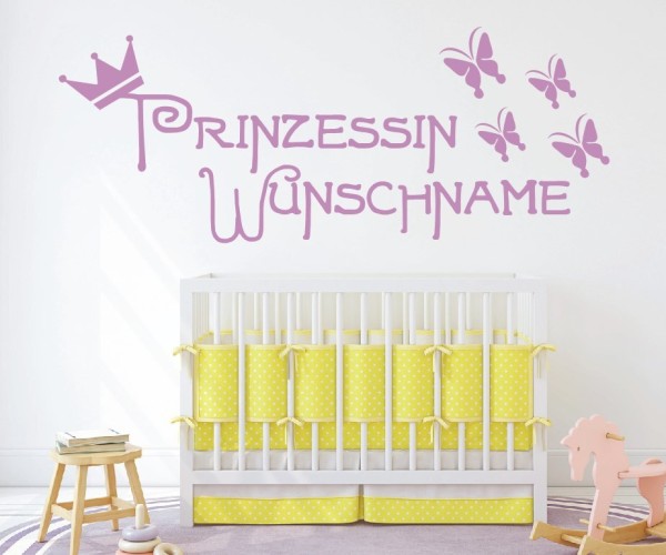 Wandtattoo - Prinzessin mit Wunschnamen für das Kinderzimmer | 54 | ✔Made in Germany  ✔Kostenloser Versand DE