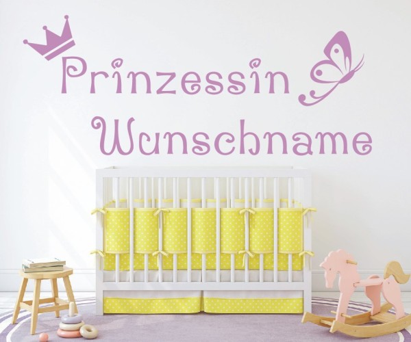 Wandtattoo - Prinzessin mit Wunschnamen für das Kinderzimmer | 30 | ✔Made in Germany  ✔Kostenloser Versand DE