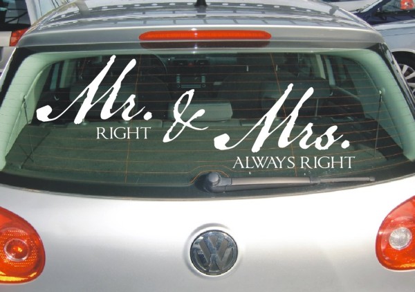 Aufkleber Hochzeit | Mr right und Mrs always right als Autoaufkleber | 5 | ✔Made in Germany  ✔Kostenloser Versand DE