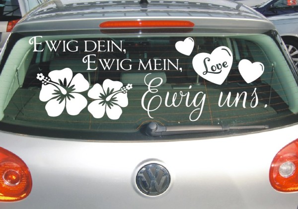 Aufkleber Hochzeit | Ewig dein, Ewig mein, Ewig uns als Autoaufkleber | 1 | ✔Made in Germany  ✔Kostenloser Versand DE