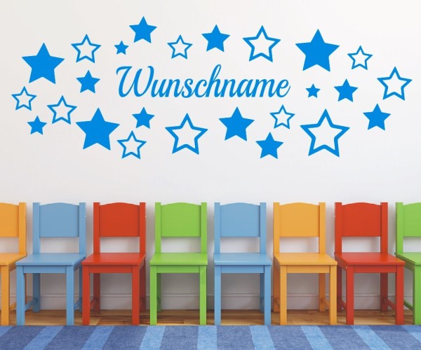 Wandtattoo - Sterne mit Wunschnamen für das Kinderzimmer | 4 | ✔Made in Germany  ✔Kostenloser Versand DE