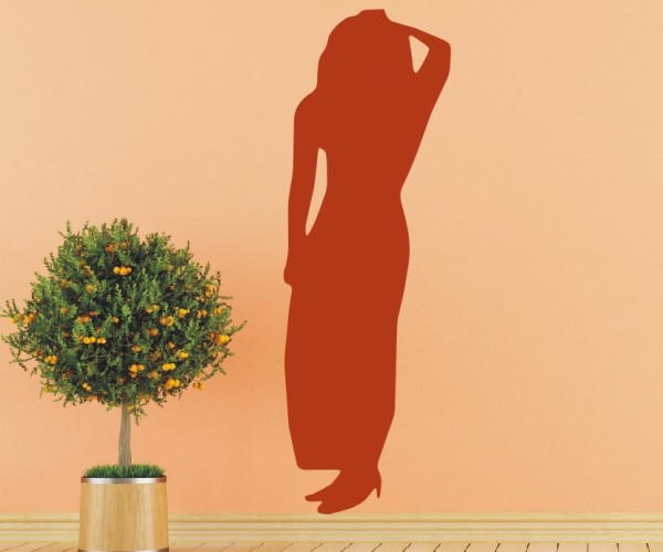 Wandtattoo Menschenschatten | Eine schöne Frau im langen Kleid als Silhouette | ✔Made in Germany  ✔Kostenloser Versand DE