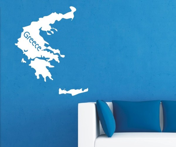 Wandtattoo Landkarte von Griechenland | Mit Schriftzug Greece als Silhouette | ✔Made in Germany  ✔Kostenloser Versand DE