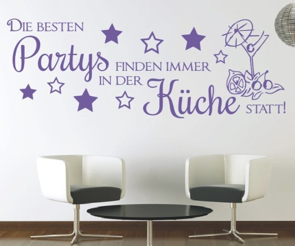 Wandtattoo Spruch | Die besten Partys finden immer in der Küche statt! | 6 | Schöne Wandsprüche für Küche und Esszimmer | ✔Made in Germany  ✔Kostenloser Versand DE