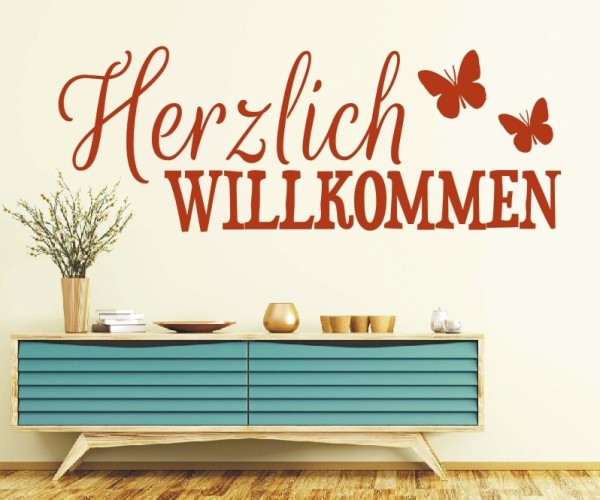 Wandtattoo Spruch | Herzlich Willkommen | 18 | Schöne Wandsprüche für den Flur | ✔Made in Germany  ✔Kostenloser Versand DE