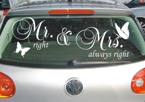 Aufkleber Hochzeit | Mr right und Mrs always right als Autoaufkleber | 1 | ✔Made in Germany  ✔Kostenloser Versand DE