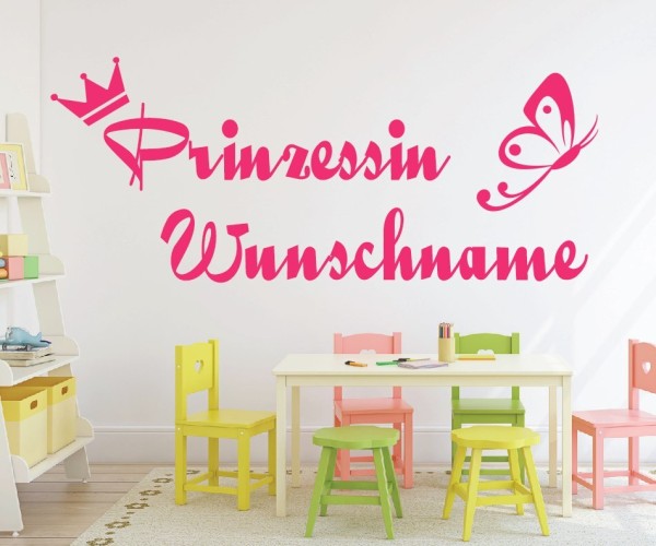 Wandtattoo - Prinzessin mit Wunschnamen für das Kinderzimmer | 31 | ✔Made in Germany  ✔Kostenloser Versand DE