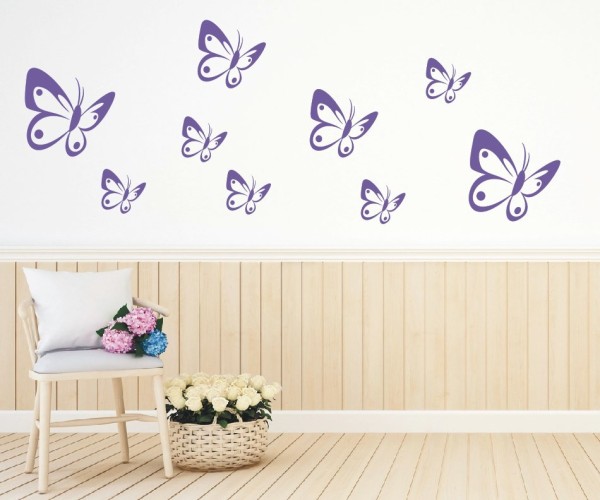 Wandtattoo | Mehrteilige Sets mit schönen Schmetterlingen | 9 Teile| Motiv 3 | ✔Made in Germany  ✔Kostenloser Versand DE