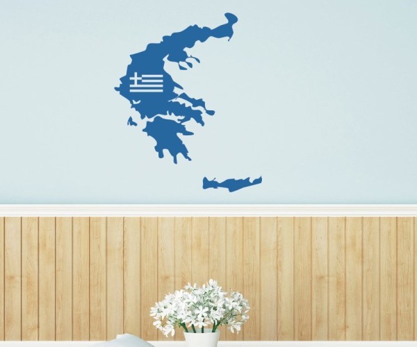 Wandtattoo Landkarte von Griechenland | Mit Flagge als Silhouette | ✔Made in Germany  ✔Kostenloser Versand DE