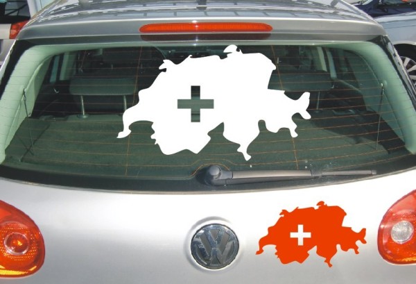 Aufkleber Landkarte Schweiz | Mit Schweizer Kreuz als Silhouette | ✔Made in Germany  ✔Kostenloser Versand DE