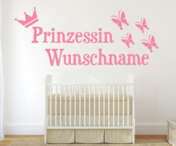 Wandtattoo - Prinzessin mit Wunschnamen für das Kinderzimmer | 51 | ✔Made in Germany  ✔Kostenloser Versand DE
