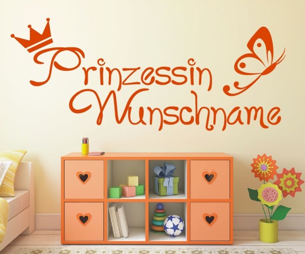 Wandtattoo - Prinzessin mit Wunschnamen für das Kinderzimmer | 28 | ✔Made in Germany  ✔Kostenloser Versand DE