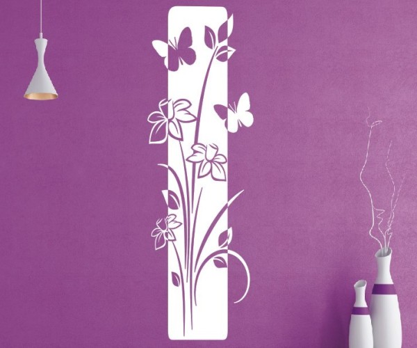 Wandtattoo Banner | Dekoratives Wandbanner mit Blumen, Blüten & Blumenranken | 73 | ✔Made in Germany  ✔Kostenloser Versand DE
