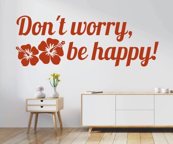Wandtattoo Spruch | Don´t worry, be happy! | 2 | Schöne englische Wandsprüche | ✔Made in Germany  ✔Kostenloser Versand DE