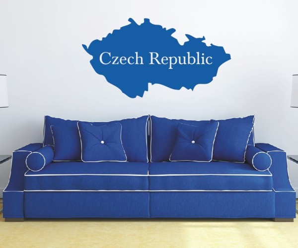 Wandtattoo Landkarte von Tschechien | Mit Schriftzug Czech Republik als Silhouette | ✔Made in Germany  ✔Kostenloser Versand DE