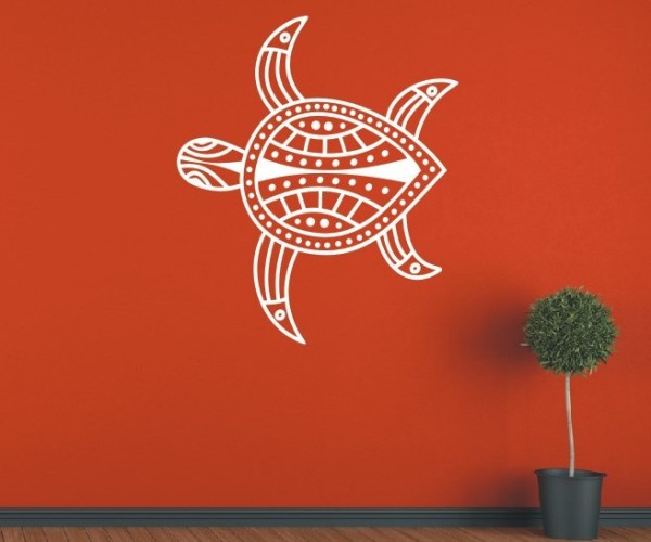 Wandtattoo Maori – Schildkröte | Ein schönes Tiermotiv mit kunstvollen Linien aus der Kultur von Neuseeland | 2 | ✔Made in Germany  ✔Kostenloser Versand DE
