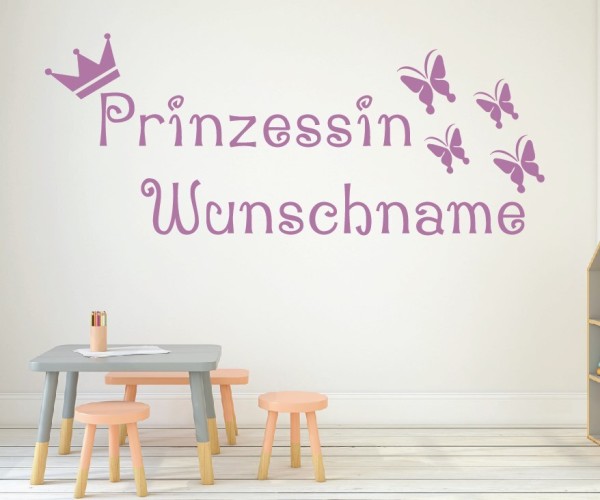 Wandtattoo - Prinzessin mit Wunschnamen für das Kinderzimmer | 61 | ✔Made in Germany  ✔Kostenloser Versand DE