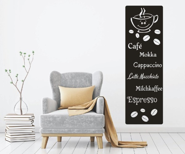 Wandtattoo Banner | Toller Wandbanner für die Küche mit Kaffeemotiven und Kaffeebohnen | 2 | ✔Made in Germany  ✔Kostenloser Versand DE