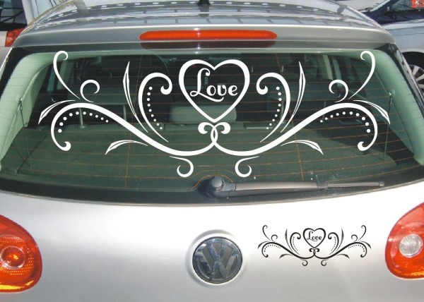Aufkleber Ornament | Schöne verschnörkelte dekorative Linien mit Herz und dem Wort Love | 1 | ✔Made in Germany  ✔Kostenloser Versand DE