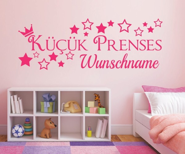 Wandtattoo | Kücük Prenses mit Wunschname für das Kinderzimmer | 1