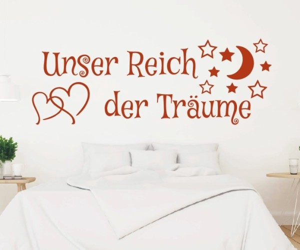 Wandtattoo Spruch | Unser Reich der Träume | 5 | Schöne Wandsprüche für das Schlafzimmer | ✔Made in Germany  ✔Kostenloser Versand DE